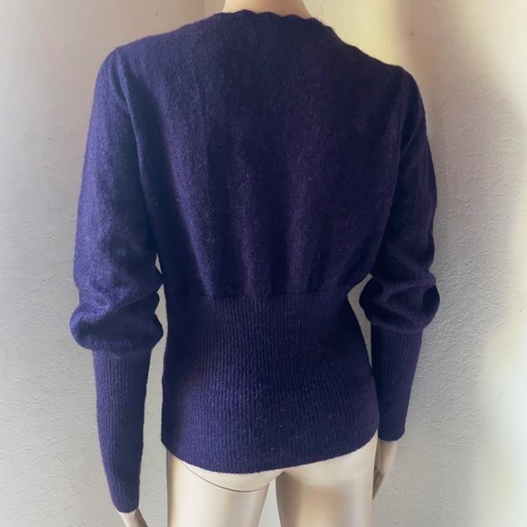 MONSOON UK Abergine V -neck Wool Blend Cardigan SZ 12 - Picture 4 of 7